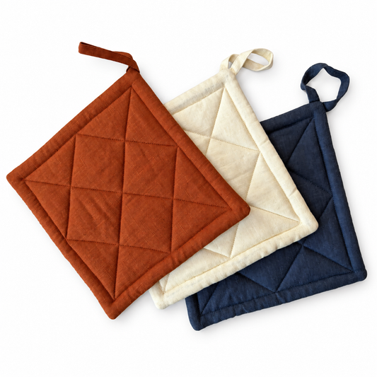Aarhus Quilted Linen Potholder - 8.5" x 8.5"