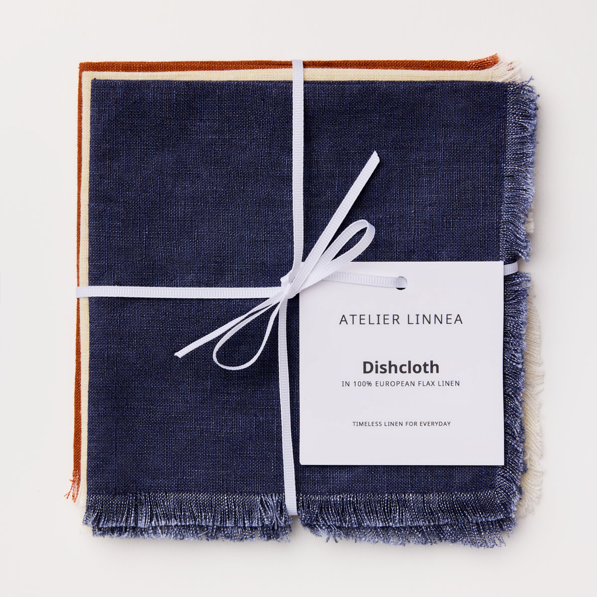 Aarhus Fringed 100% Linen Dishcloth - 12" × 12"
