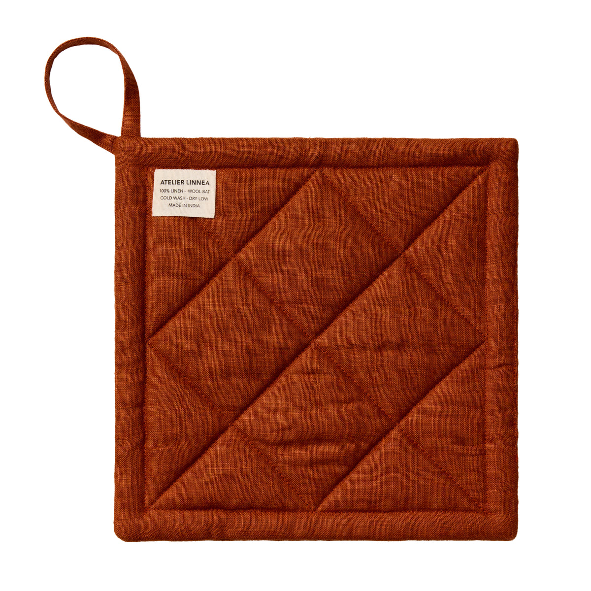 Aarhus Quilted Linen Potholder - 9" x 9"