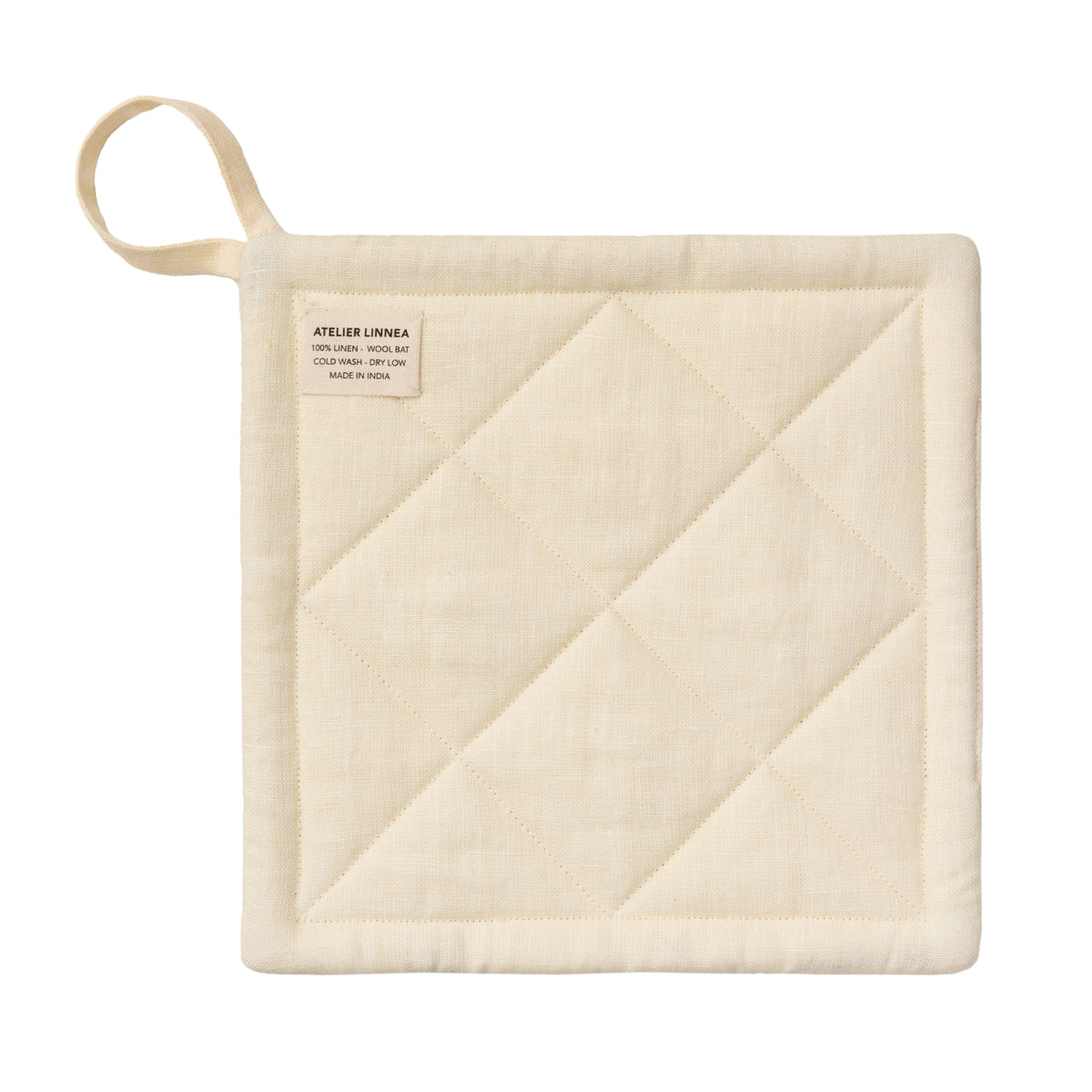 Aarhus Quilted Linen Potholder - 9" x 9"