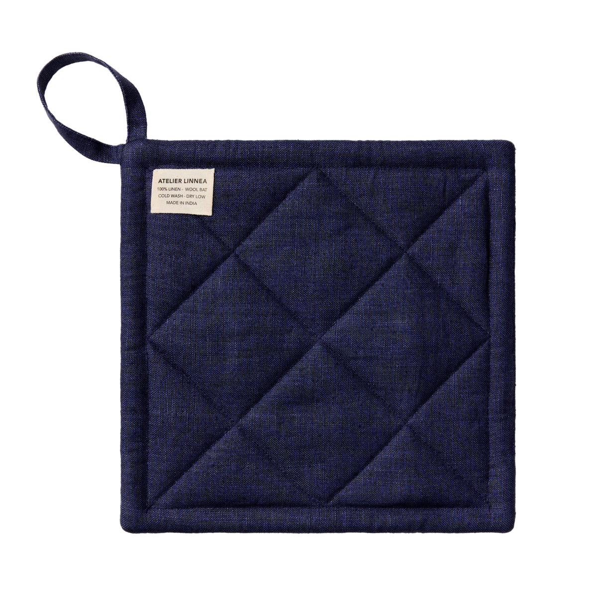 Aarhus Quilted Linen Potholder - 9" x 9"
