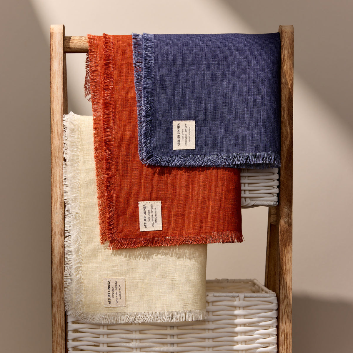 Aarhus Fringed 100% Linen Dishcloth - 12" × 12"